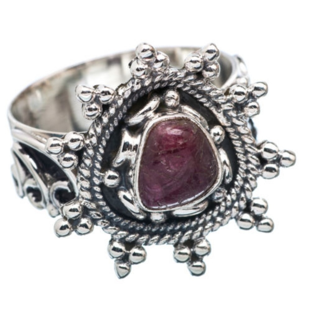 Sterling silver & pink Tourmaline ring size 7.5